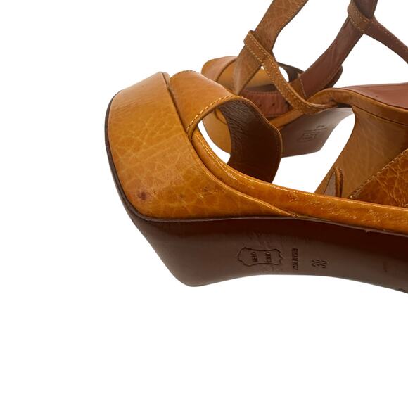 Lanvin Paris Leather Platform Ankle Strap Heels Size 39 / 7 - Picture 11 of 12